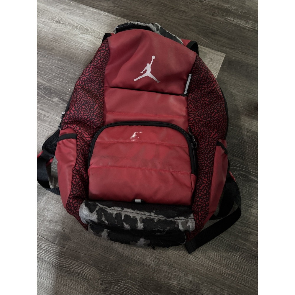 Michael Jordan Red Backpack Worn Stains 18"